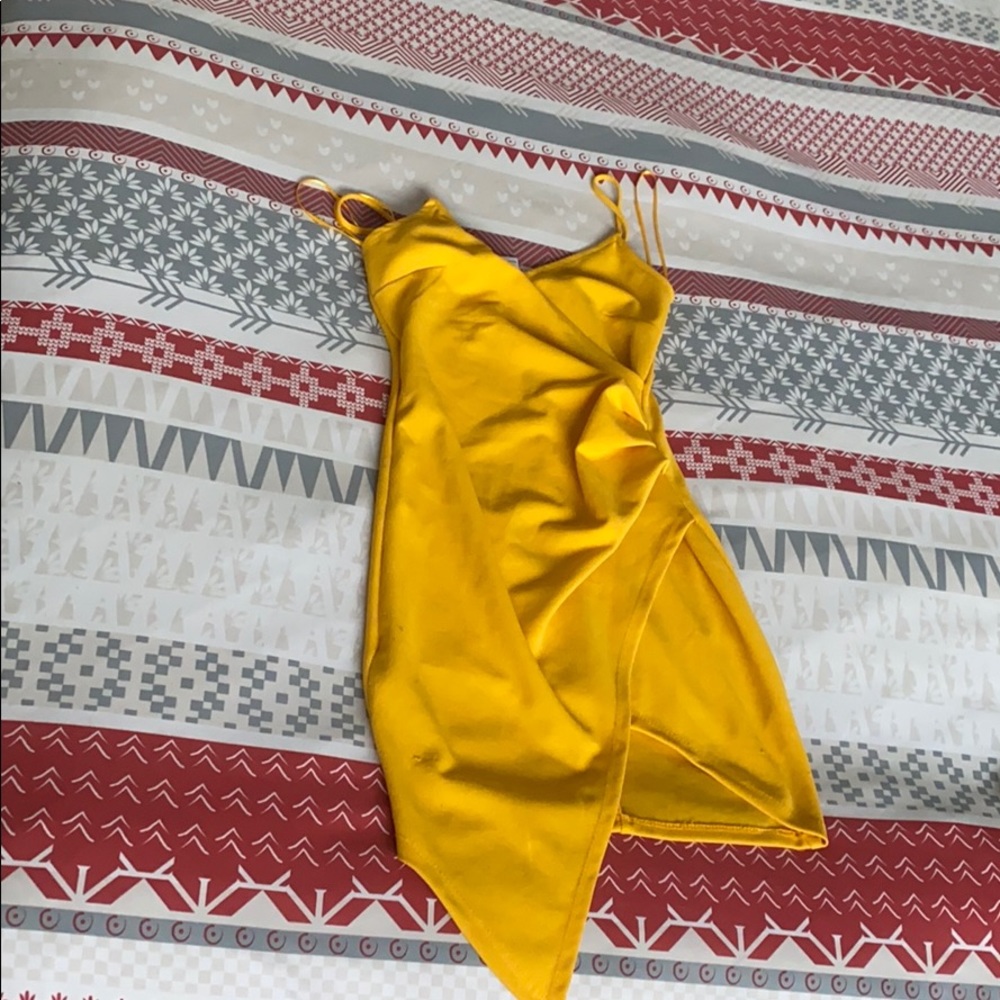 SIRENS Yellow wrap dress.